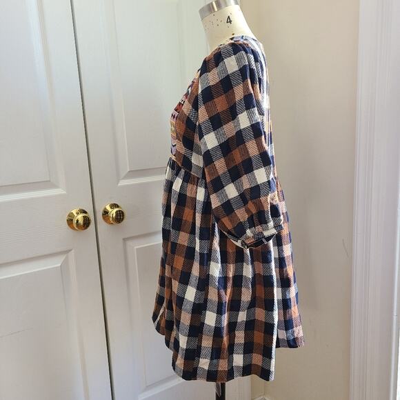 Hayden Los Angeles Embroidered Plaid Tunic Dress - Picture 2 of 9
